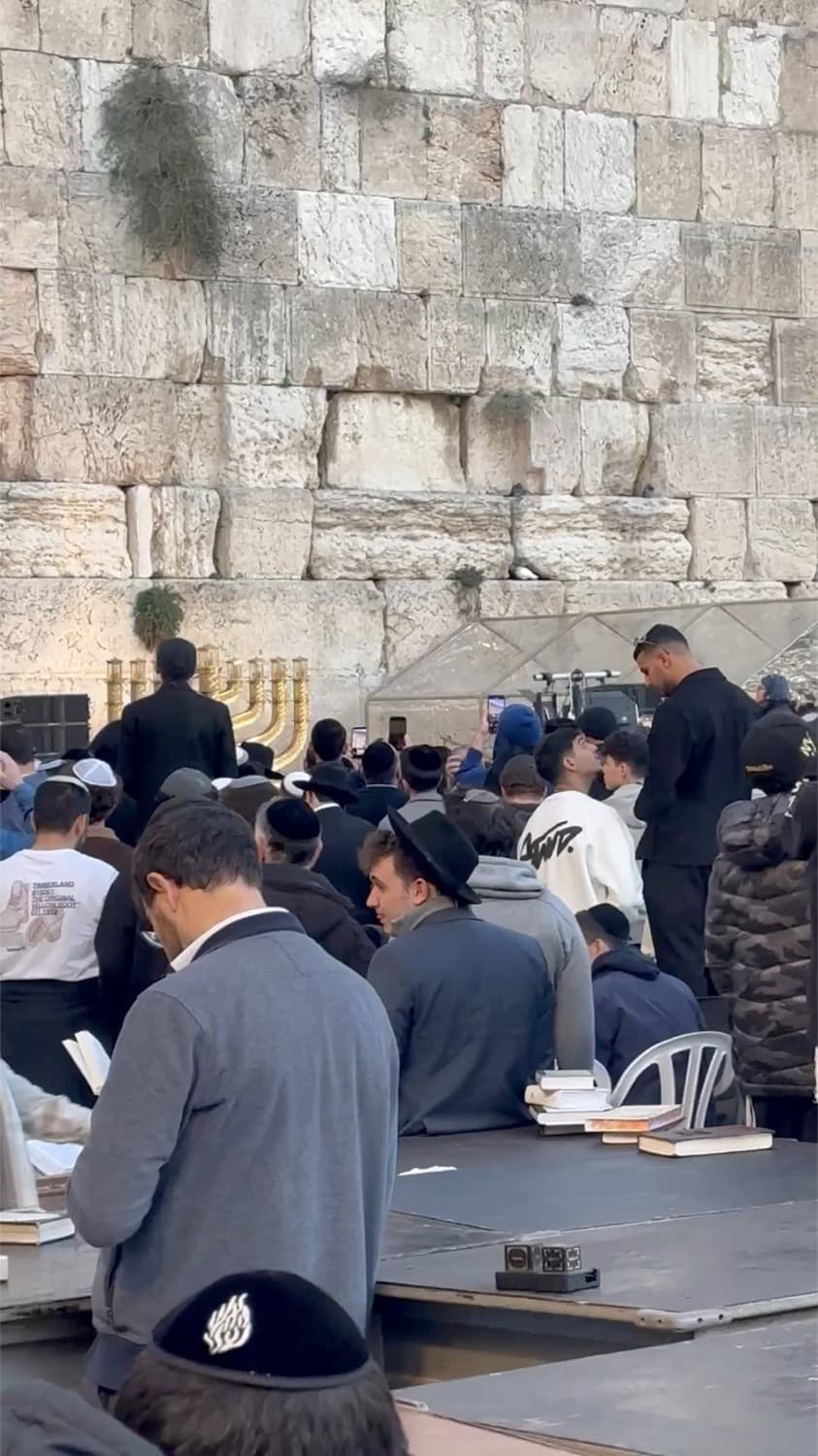 Crowds at the Western Wall during Chanukkah
