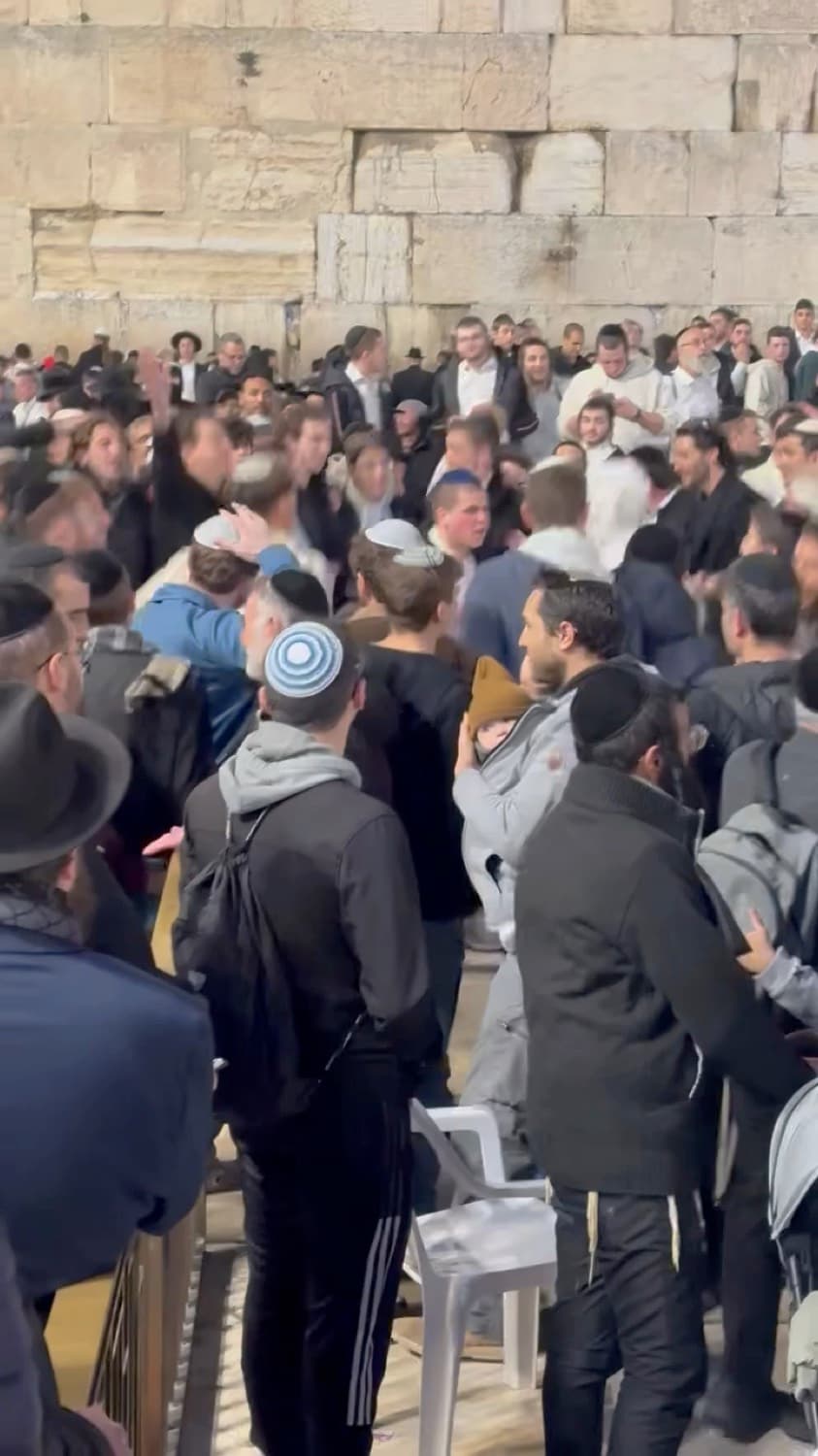 Evening at the Western Wall during Chanukkah