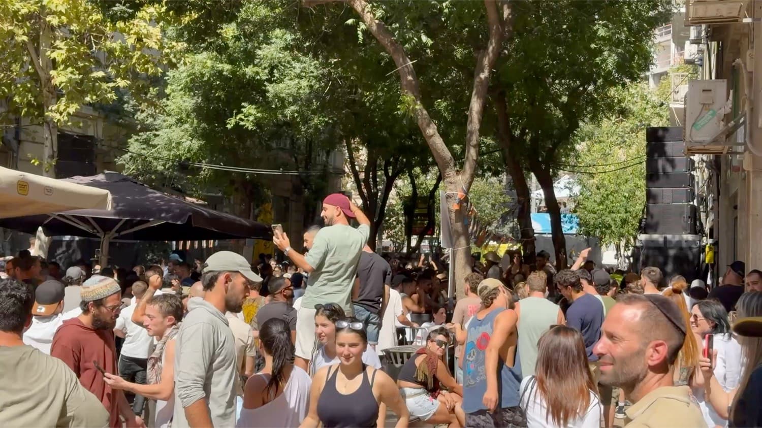 Crowds gathered for an evening event in central Jerusalem