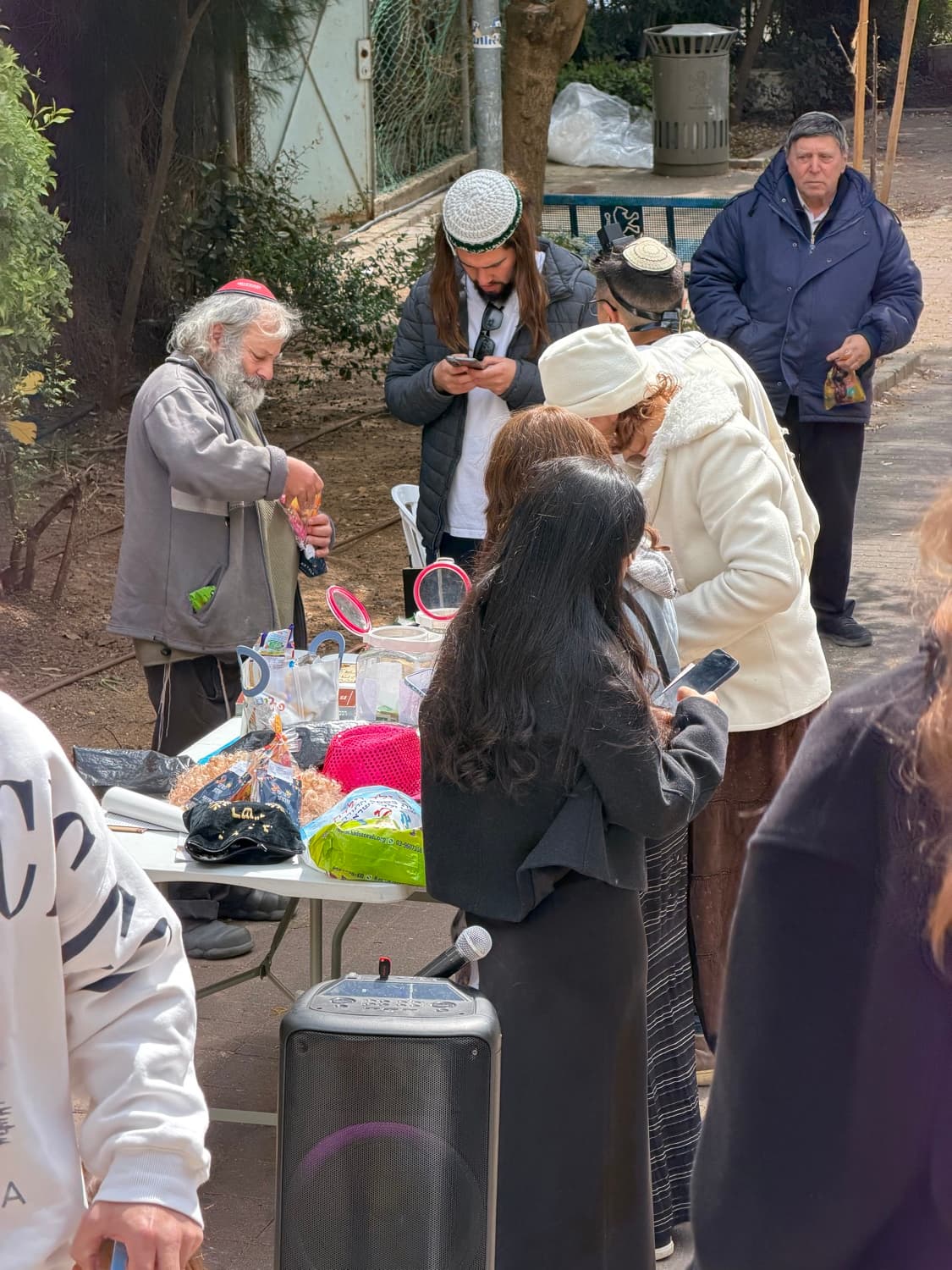 Crowds celebrating Purim in Jerusalem