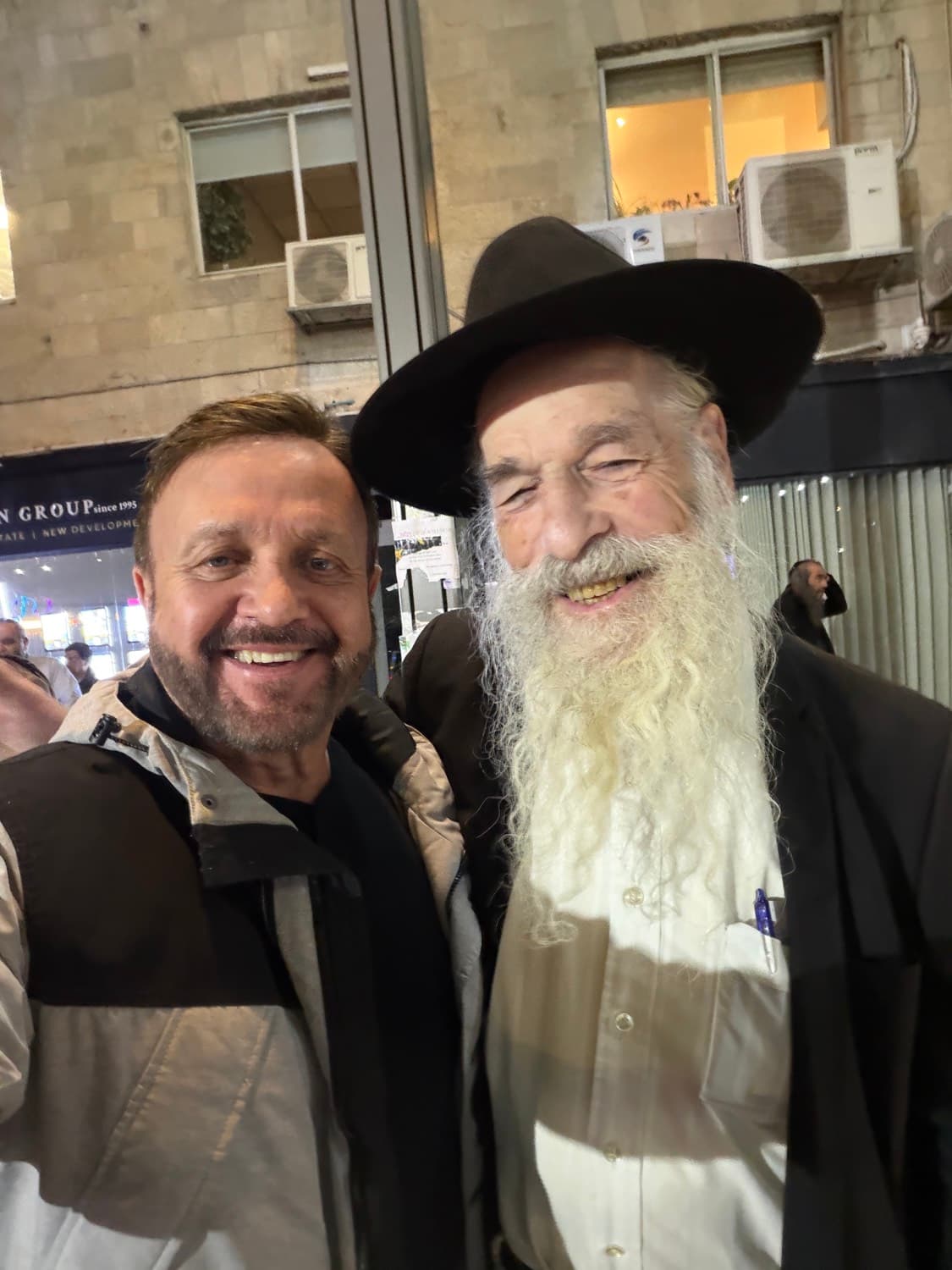 YS Berry with a Chabad rabbi in Jerusalem