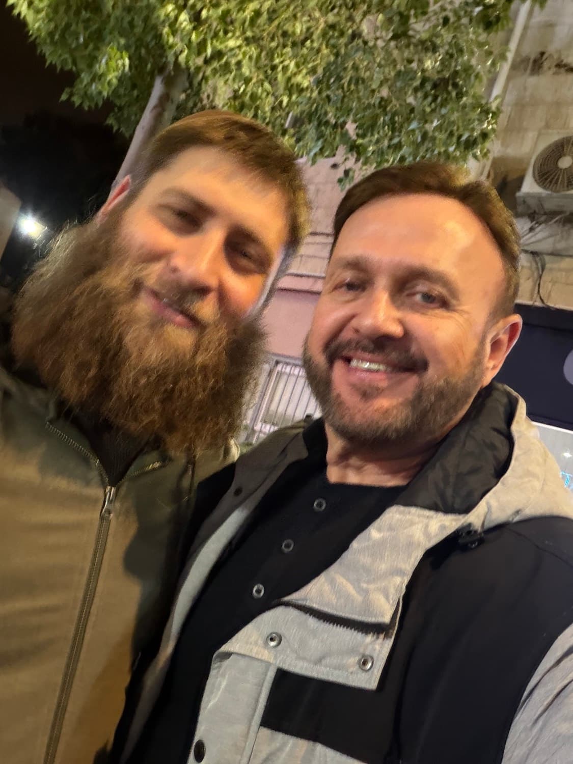 YS Berry with a Chabad rabbi in Jerusalem