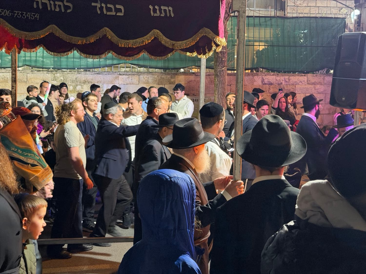 Celebration during the Torah procession
