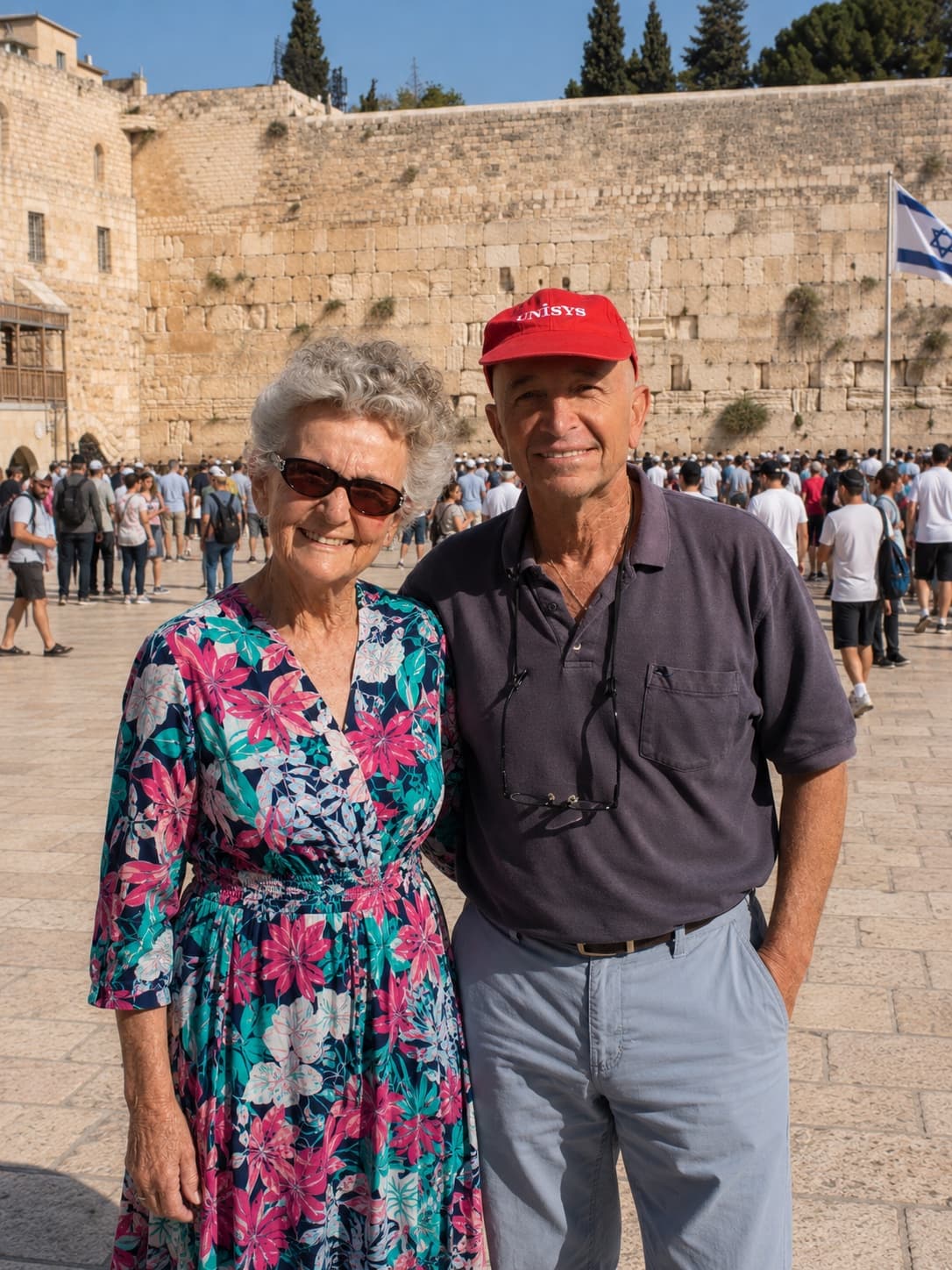 Asher Ashkenazi and Dr. Janet Trout in Jerusalem, at the Western Wall
